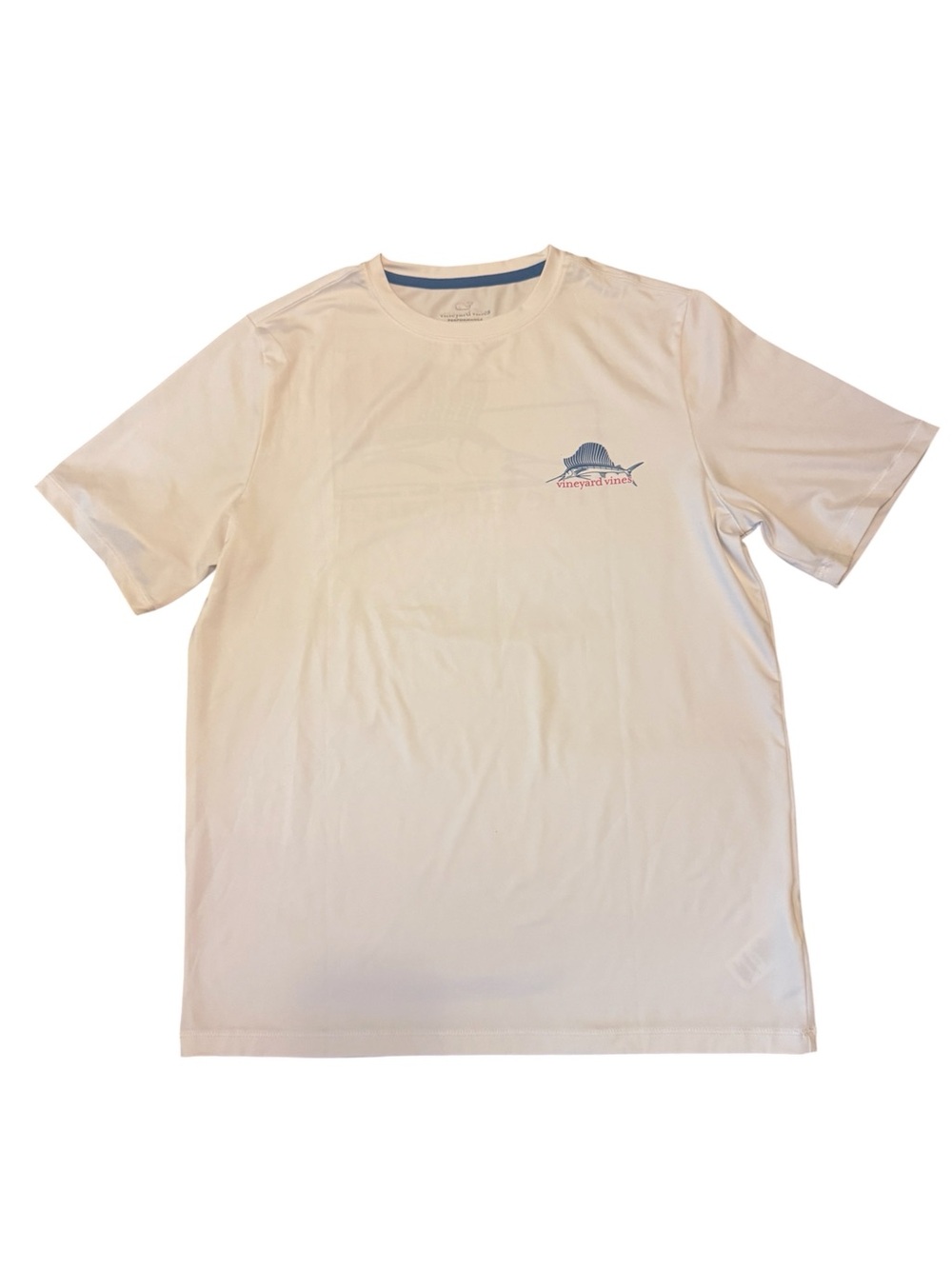 Vineyard Vines White Performance Short Sleeve Tee with Small Fish Logo